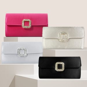 Alloy Rhinestone Square Buckle Evening Bag, High-Sense Satin Casual Women's Bag, Bride Bag