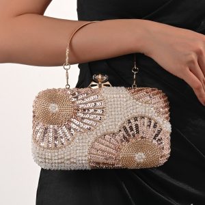 Evening Bag with Flower Embellishments, Small Square Bag, Diamond-Embedded Dress Bag, Elegant Clutch Bag