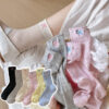 Spring and Summer Women's Thin Bow Embroidery Stacked Socks