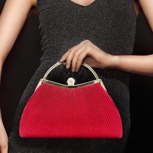 Diamond-Embedded Women's Bag, Toggle Handbag, Versatile Pleated Party Bag for Women
