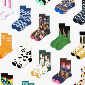 Fashion colorful asymmetric couple long cotton socks