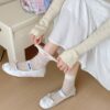 Spring and Summer Women's Thin Bow Embroidery Stacked Socks