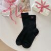 Spring and Summer Women's Thin Bow Embroidery Stacked Socks