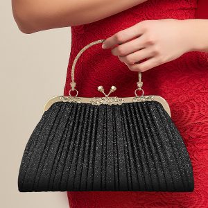 Vintage Handbag, Cheongsam Women's Bag, Banquet Evening Dress Bag, Pleated Bride Wedding Bag