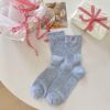 Spring and Summer Women's Thin Bow Embroidery Stacked Socks