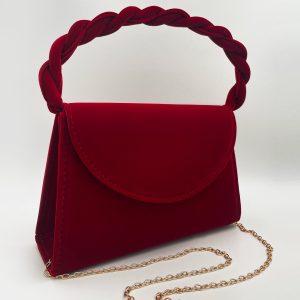 Red Corduroy Twist Bride Wedding Bag, Handbag, Red Bag