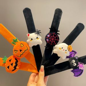 Halloween Clap Rings Bracelets, Children's Gifts, Plush Pumpkin Spider Decorations, Cute Ghost Clap Rings