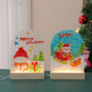 Handmade diy tulip glass painting night light