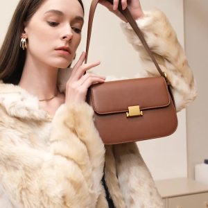 Underarm Leather Purse - Minimalist Rectangle Shoulder Bag