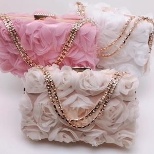 Chiffon Flower Clutch - Asian-Inspired Banquet Handbag