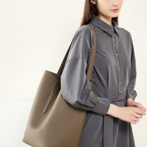 Luxury Togo Leather Bucket Bag - Oversized Slouchy Tote Purse