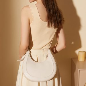 Leather Crescent Moon Bag - Trendy Underarm Shoulder Purse