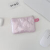Quilted Heart Clutch Bag - Silver Mini Wallet with Mirror