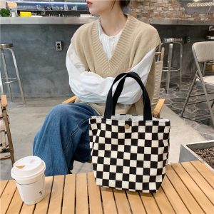 Corduroy Lunch Tote - Vintage Japanese Style Bento Bag