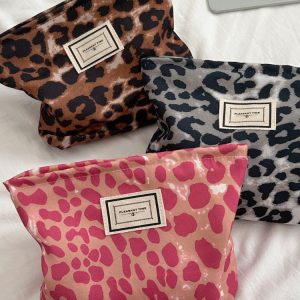 Vintage Leopard Makeup Case - Travel Cosmetic Organizer