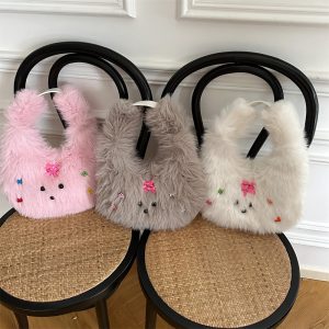 Plush Puppy Tote Bag - Cute Animal Print Shoulder Purse