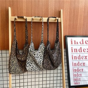 Stylish Leopard Print Crossbody Bag - Large Capacity Canvas Tote for Women