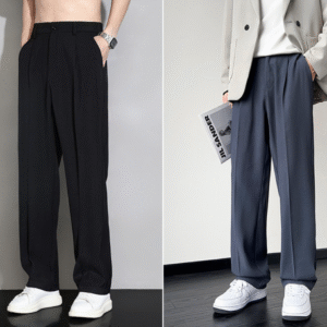 Men's Ice Silk Thin Wide-Leg Draped Suit Pants - Summer Casual Loose Straight-Leg Dress Trousers with Dropping Feeling
