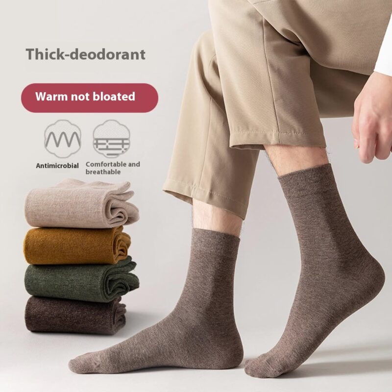 Premium Men's Cotton Crew Socks Moisture-Wicking Anti-Odor Business Dress Mid-Calf Socks