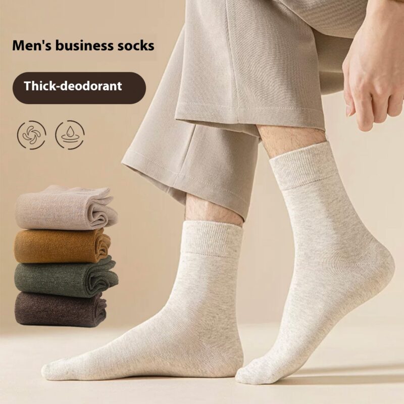 Premium Men's Cotton Crew Socks Moisture-Wicking Anti-Odor Business Dress Mid-Calf Socks