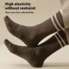 Vintage College Style Men's Cotton Crew Socks Stripe Pattern Anti-Odor Moisture-Absorbing Mid-Calf Socks