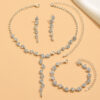 Fashion Pearl-Like Necklace & Earrings Set with Diamond Flowers