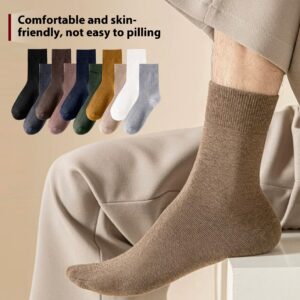 Premium Men's Cotton Crew Socks Moisture-Wicking Anti-Odor Business Dress Mid-Calf Socks