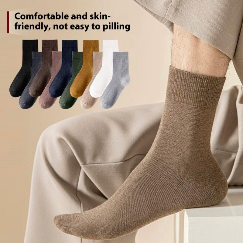 Premium Men's Cotton Crew Socks Moisture-Wicking Anti-Odor Business Dress Mid-Calf Socks