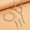 Fashion Pearl-Like Necklace & Earrings Set with Diamond Flowers
