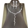 Fashion Pearl-Like Necklace & Earrings Set with Diamond Flowers