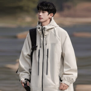 Outdoor Reflective Hooded Windbreaker - Men's Hiking Camping Jacket, Mountaineering Coat