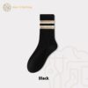 Vintage Stripe Men's Cotton Crew Socks Comfortable Mid-Calf Business Casual Athletic Socks for Fall Winter