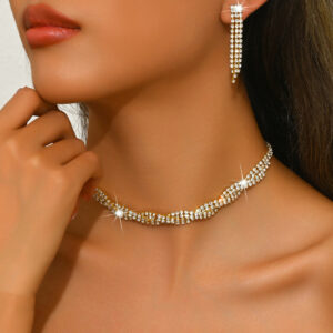 Jewelry Set - Multi-Water Diamond Necklace & Flowing Earrings Bracelet