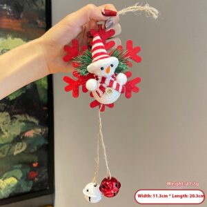 Rustic Wooden Christmas Tree Ornaments with Plush Reindeer and Snowman Decorations