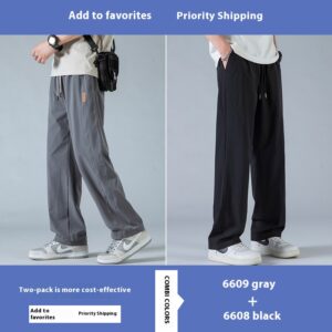 Men's Ice Silk Cool Quick-Dry Straight-Leg Athletic Casual Pants - Teen Loose Breathable Thin Sport