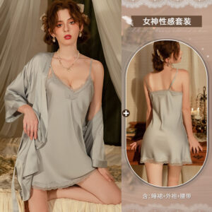 Ice Silk Short Sleeve Plus Size Camisole Nightdress - Sexy Innocent Style for Women
