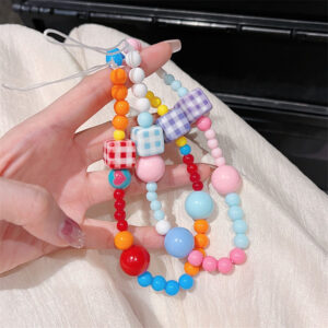 Ins Trendy Colored Gingham Bead Chain for CCD Cameras on Phones