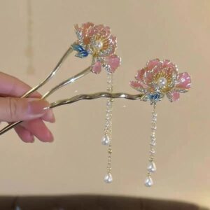 Bridal Jewelry Set - Pearl Flower Necklace & Earrings