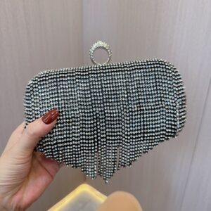 Fringe Diamond-Encrusted Evening Bag Clutch