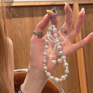 Ins Pearl Bead Butterfly Charm Chain for Phone Keychains