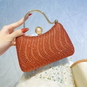 Retro Full-Diamond Evening Clutch Bag for Women with Chain