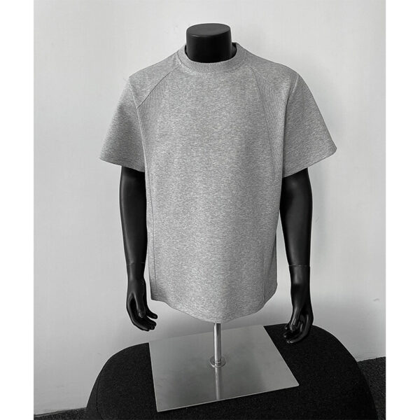 Heavyweight Straight Shoulder Short Sleeve T-Shirt for Men - Summer Tough Guy Style, Stretchy Slim Fit, Small Neckline Base Layer