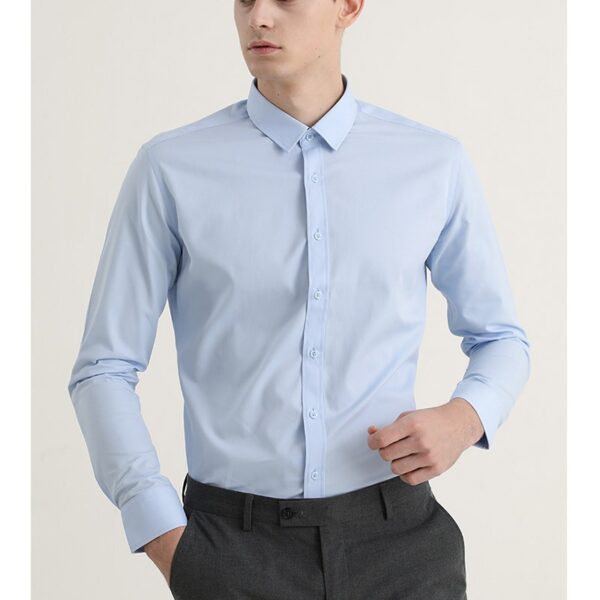 Premium Men's White Dress Shirt - Wrinkle-Free Long Sleeve, Professional Commuting Business Formal Shirt