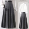 Korean Style High Waist Blazer Skirt Women's Slim Fit Pleated Midi Skirt Versatile Office Professional A-Line Skirt