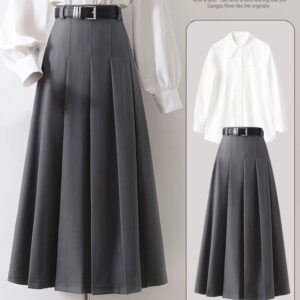 Korean Style High Waist Blazer Skirt Women's Slim Fit Pleated Midi Skirt Versatile Office Professional A-Line Skirt