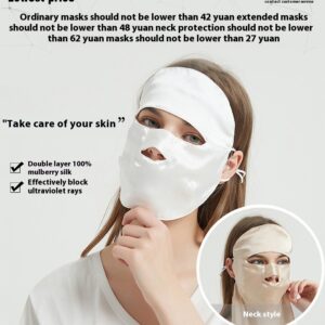 Mulberry Silk Sun Protection Mask - Full Face Sleep, Breathable UV Protection Veil for Women