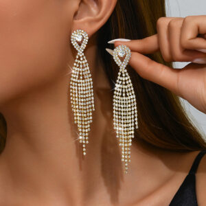Water Diamond Necklace Set Bridal Jewelry with Earrings and Bracelets for Small Hollow Collar
