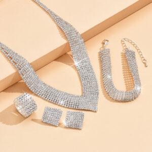 Bridal Jewelry Claw Chain Set with Naked Diamonds and Zircon Earrings and Necklaces