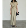 Solid Color Dress - Spring Summer New Arrival, Short Sleeve, Slim Fit, Elegant Maxi with Premium Feel