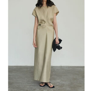 Solid Color Dress - Spring Summer New Arrival, Short Sleeve, Slim Fit, Elegant Maxi with Premium Feel
